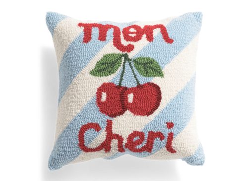 PEKING HANDICRAFT 16x16 Mon Cheri Striped Hooked Pillow