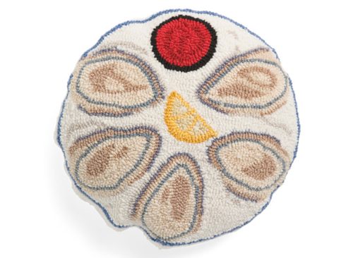 PEKING HANDICRAFT 16x16 Oyster Platter Hooked Pillow