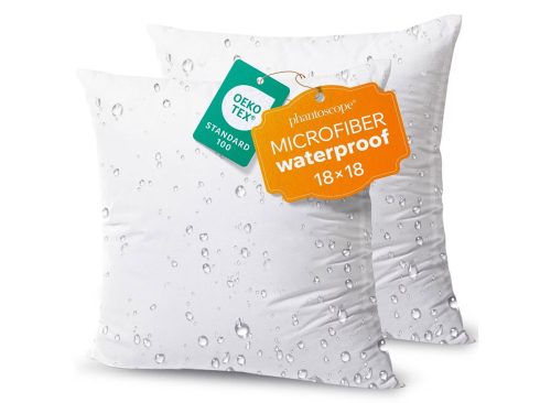 Phantoscope 16x16 Outdoor Pillow Inserts, Pack of 2 - Waterproof Square Decorative Patio Pillows for Outdoor Sofa, Chair, Couch