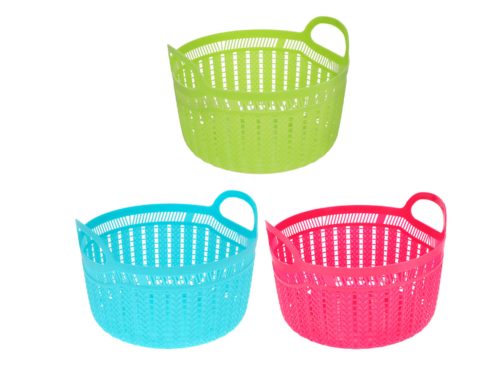 Plastic Woven Basket With Handle, Assorted Colors, 1-ct.