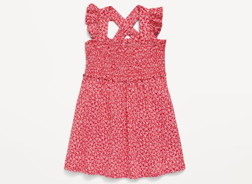 Printed Sleeveless Smocked Dress for Toddler Girls