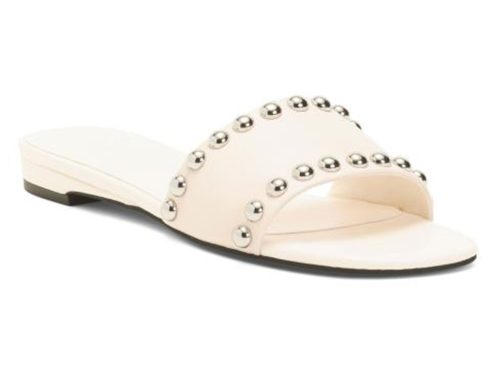 REBECCA MINKOFF Leather Dome Flat Sandals