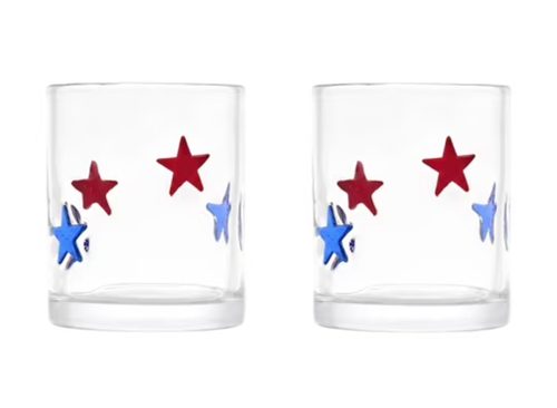 Red and Blue Patriotic Stars Charm Drinking Glasses