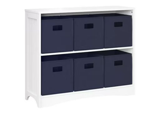 RiverRidge Horizontal Bookcase with 6 Bins, Assorted Shelf and Bin Colors