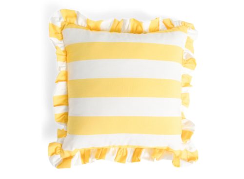 SHERRY KLINE Made In Usa 18x18 Cabana Striped Ruffle Indoor Outdoor Pillow