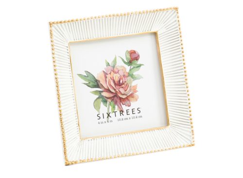 SIXTREES 4x4 Faux Beaded Linear Tabletop Picture Frame