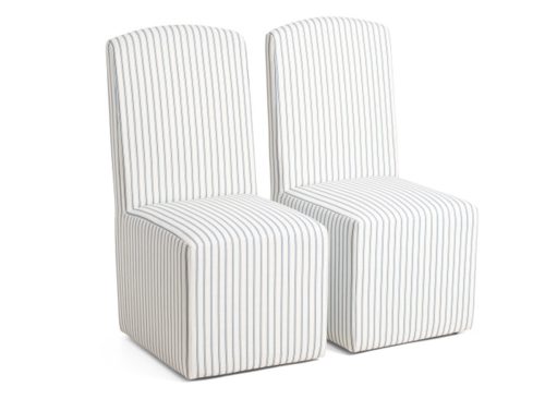 SOLE Set Of 2 19x39 Striped Caster Wheel Slipcover Look Dining Chairs