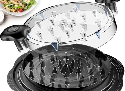 SURETIVIAN Chicken Shredder Tool Twist Large Chicken Breast Shredder with Brush&Fork, Visible Meat Shredder Machine, Strong Anti-Slip Strip, Ergonomic Handle, BPA Free, Suitable for Pork Beef Chicken
