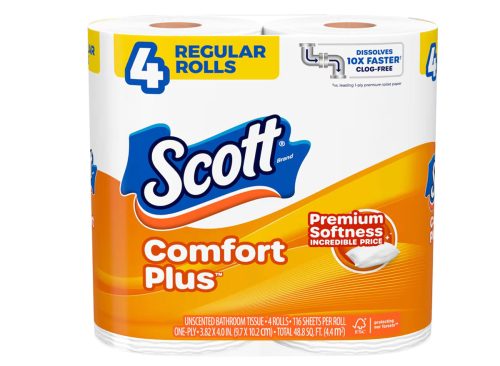 Scott Comfort Plus 1-Ply Bathroom Tissue, 4-ct. Packs