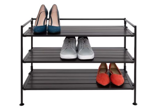 Seville Classics 3-Tier Resin Slat Shoe Rack, 26.5" W x 12.2" D x 19" H Assorted Colors