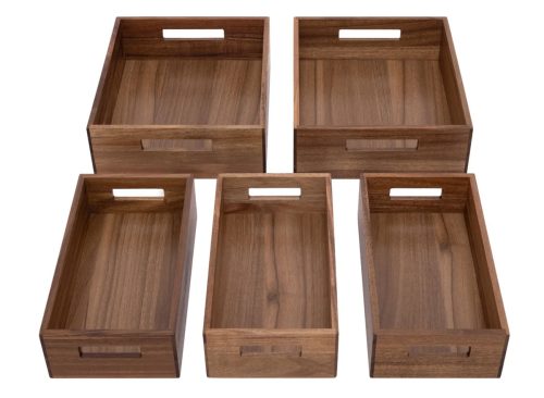 Seville Classics Acacia Storage Bin Set, 5-piece