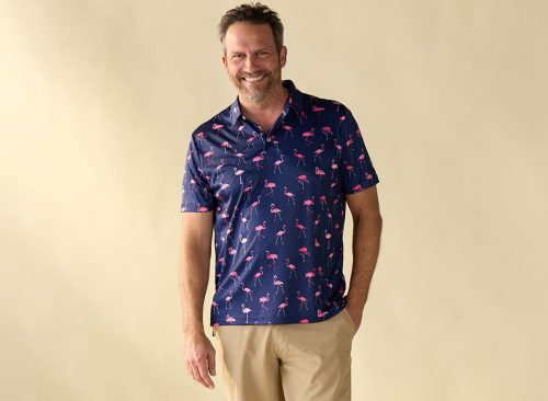 Short Sleeve Flamingo Blue Polo