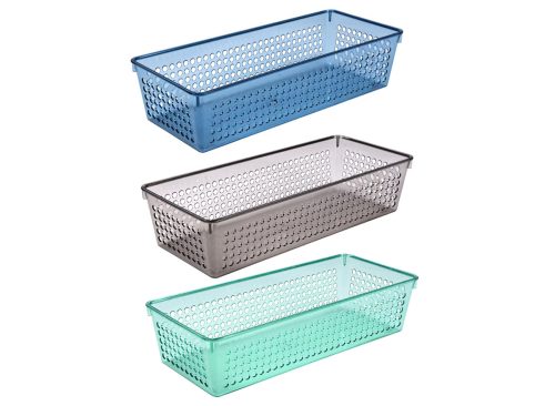 Slim Plastic Drawer Organization Baskets, 10.5x4.5 in