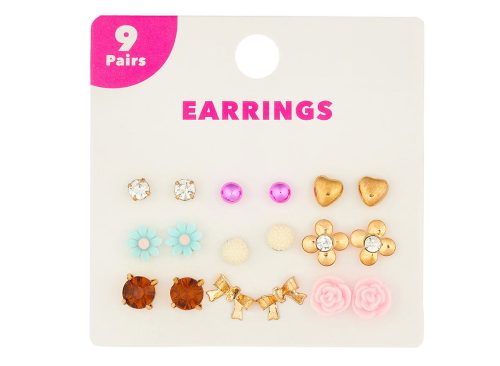 Small Stud Earrings Set, 9 Pairs
