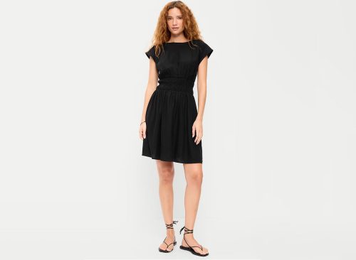 Smocked-Bodice Fit & Flare Mini Dress