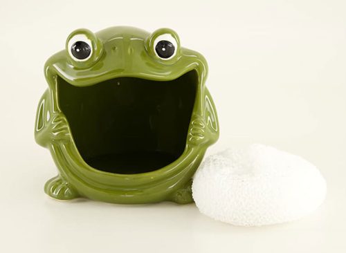 Stoneware Frog Scrubby Holder with Scrubby