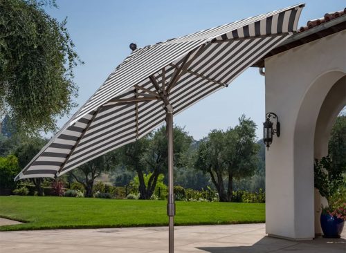 SunVilla 11' Round Cabana Stripe Aluminum Market Umbrella