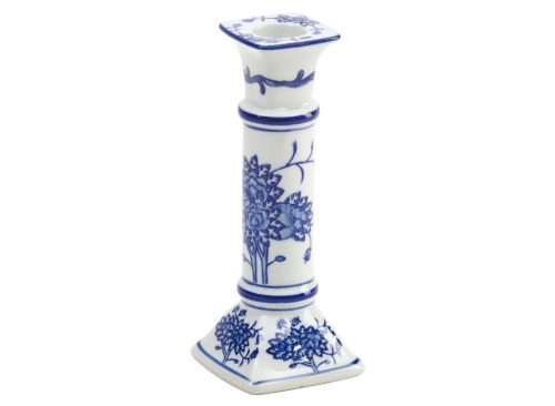 THREE HANDS 8in Ceramic Floral Tapered Candle Holder