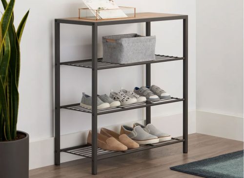 TRINITY 4-tier Shoe Rack with Console Top, Dark Gray