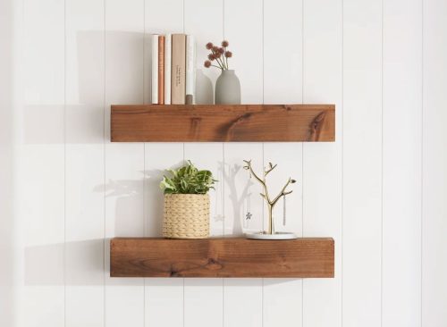 TRINITY Farmhouse Floating Shelf in Walnut, 2-pack