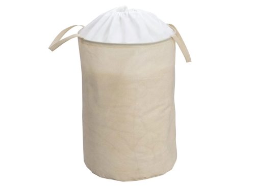 Tan Round Fabric Collapsible Hamper