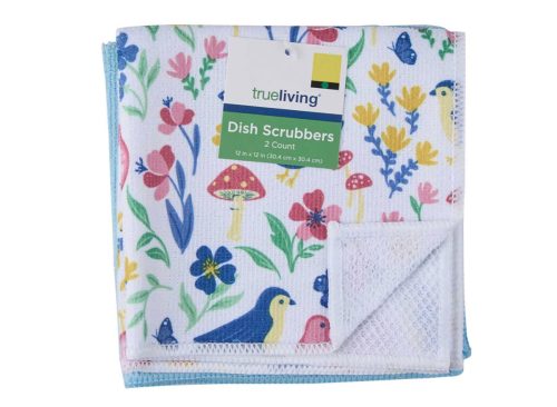 True Living Charming Dish Scrubbers, 12x12 in, 2 ct, 3 Assorted Designs
