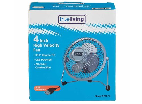 True Living USB Powered High Velocity Fan, 4 in, 2 Assorted Colors
