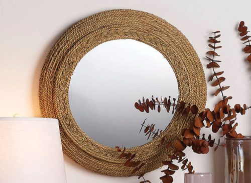 Wila Round Seagrass Wall Mirror 