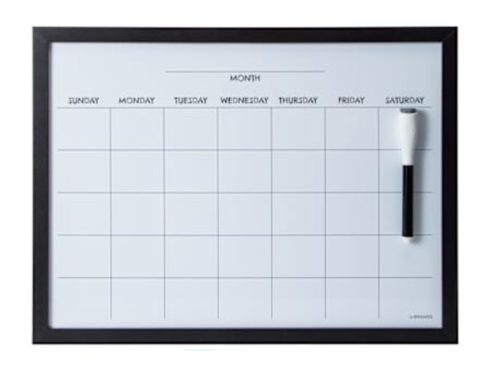 Wood Style Frame Dry Erase Calendar