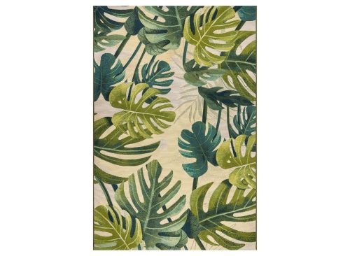 World Rug Gallery Monstera Palm Leaf Indoor/Outdoor Area Rug, Easy-Clean Patio Rug for Backyard Porch Deck Balcony, Green Botanical Design - GREEN