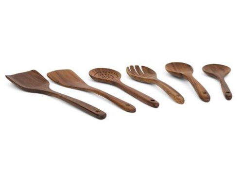 ZULAY KITCHEN 6pc Teak Wood Utensils Set
