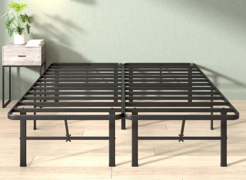 Zinus Rumi 14in Queen Metal Bed Frame, Quick Assembly SmartBase® Mattress Foundation, Heavy Duty Sturdy Steel with No Box Spring Needed, Eco-Friendly Packaging, Black