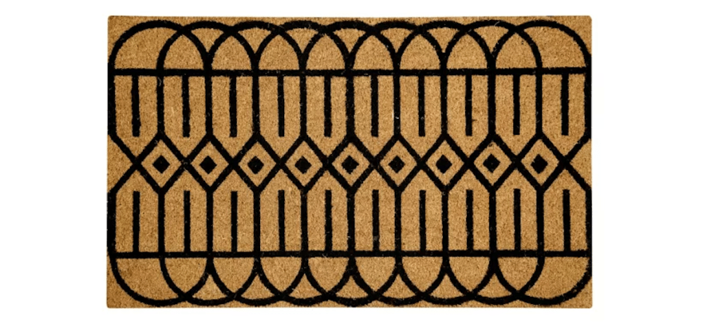 Ackland Clara Black Geometric Flocked Outdoor Coir Doormat