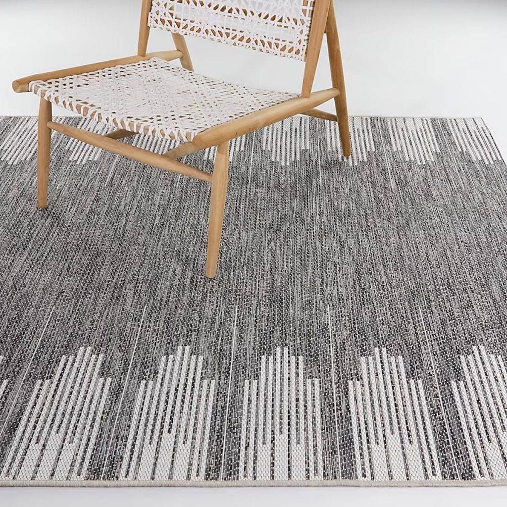 Allen + Roth Black Broken Stripe Outdoor Rug
