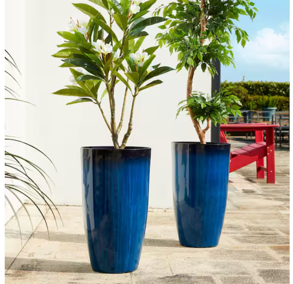 Glitzhome Oversized Gradient Cobalt Blue Planter, Set of 2