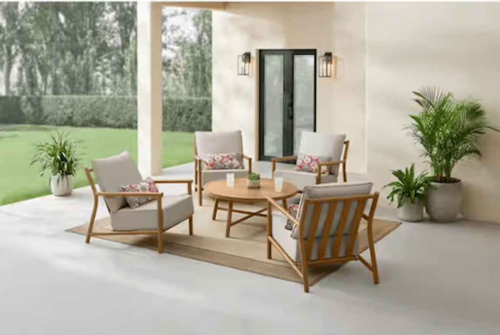 Hampton Bay Ashbourne 5-Piece Metal Patio Conversation Set