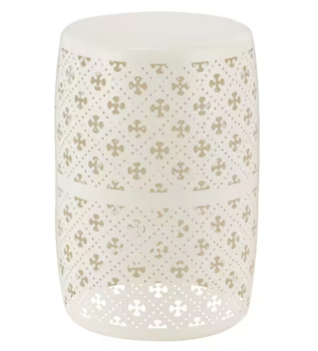 Hampton Bay Chalk Metal Patio Garden Stool