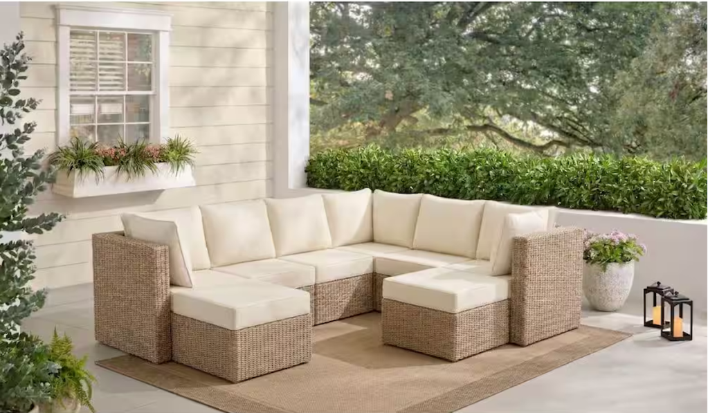 Hampton Bay Crystal Ridge Wicker Outdoor 8-Piece Modular Sectional Sofa Set