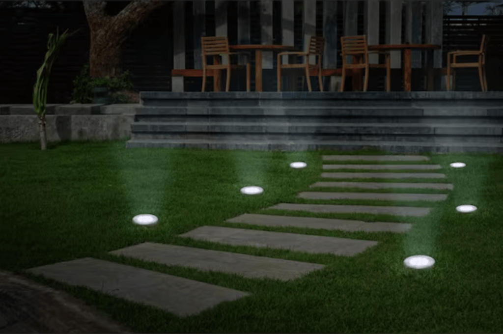 Hampton Bay Solar Silver In-Ground Disk Path Light