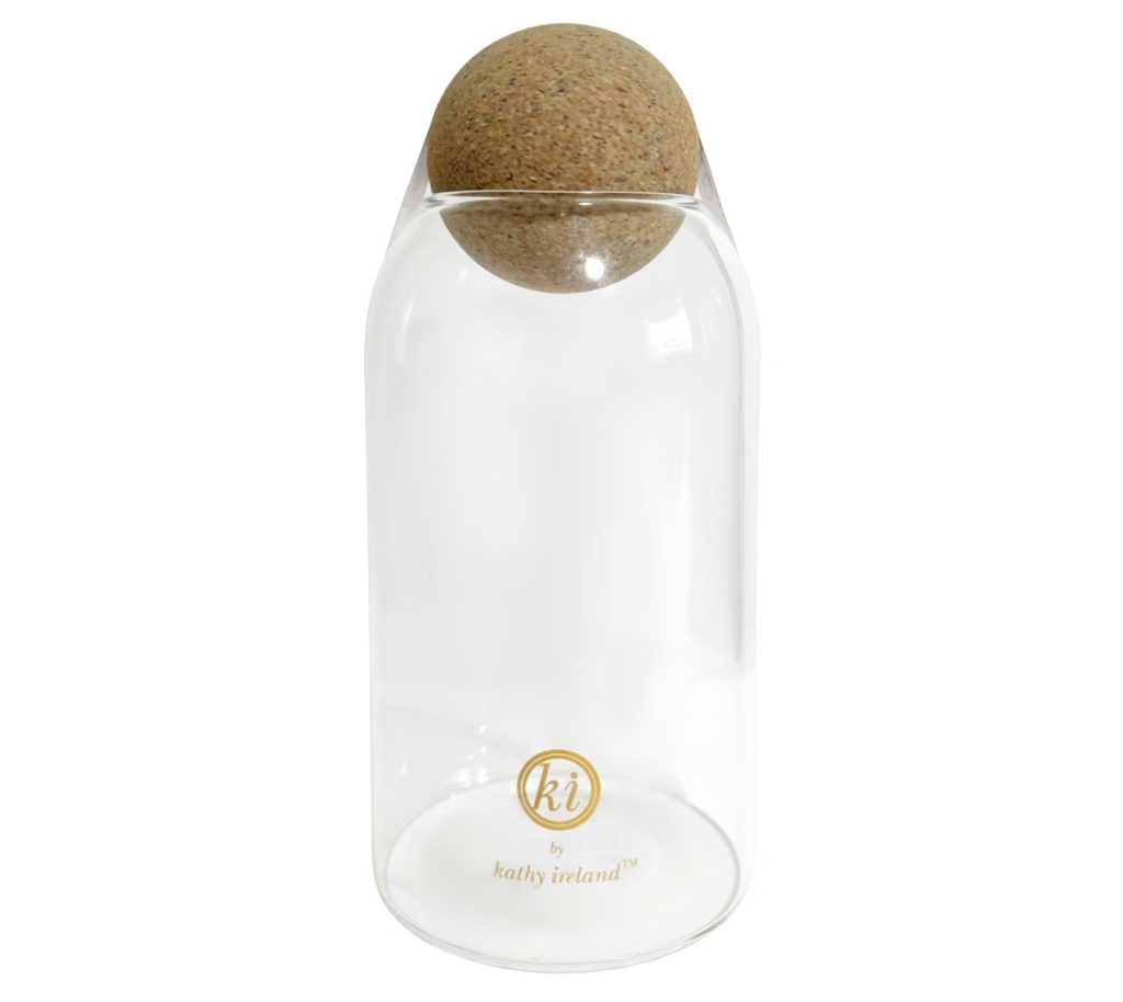 Kathy Ireland Clear Glass Storage Jar with Cork Ball Lid