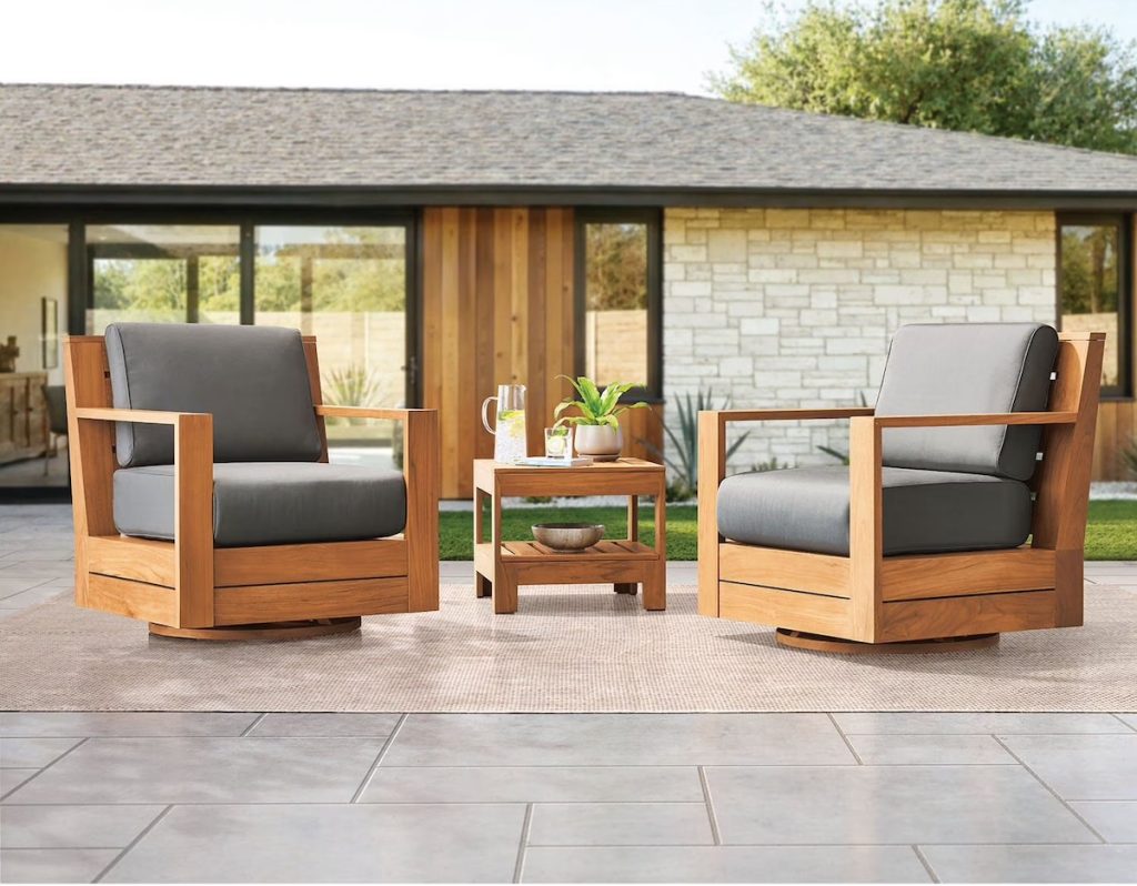 Member's Mark Newport 3-Piece Teak Swivel Deep Seating Set
