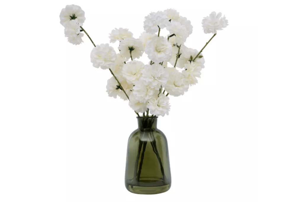 Red Shed Floral Glass Vase with Faux Zinnias