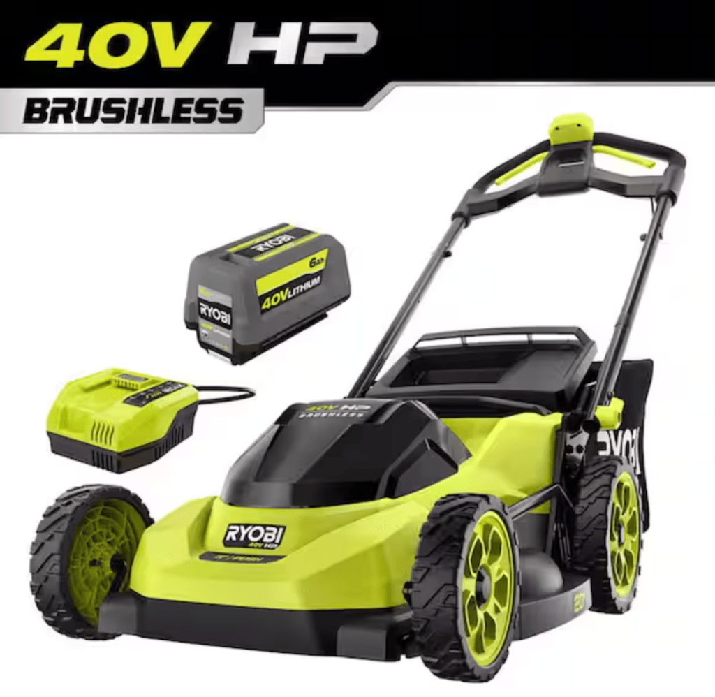 https://www.homedepot.com/p/RYOBI-40V-HP-Brushless-20-in-Cordless-Battery-Walk-Behind-Push-Lawn-Mower-with-6-0-Ah-Battery-and-Charger-RY40HPLM06K/337561634