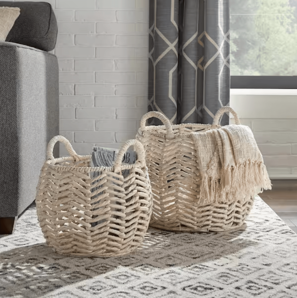 Ivory Round Water Hyacinth Basket