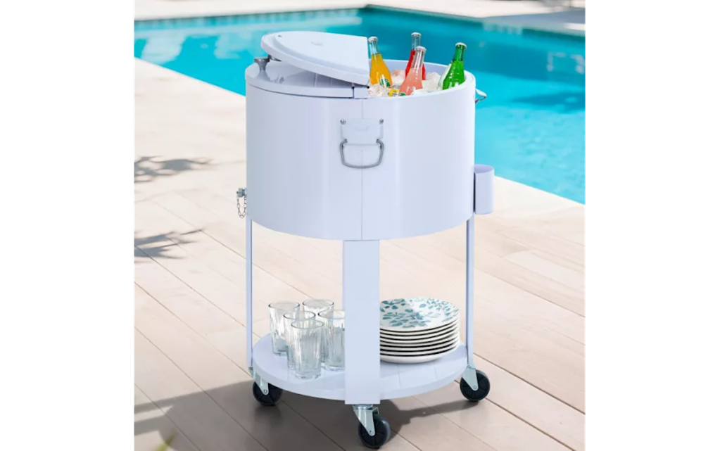 Sunjoy Rooling Ice Chest Cooler Cart