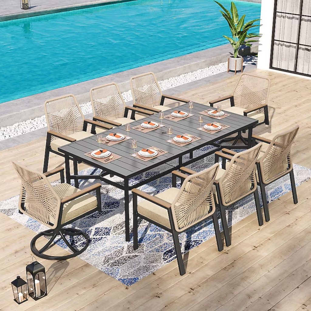 Sunshine Valley Black Rattan Patio Dining Set