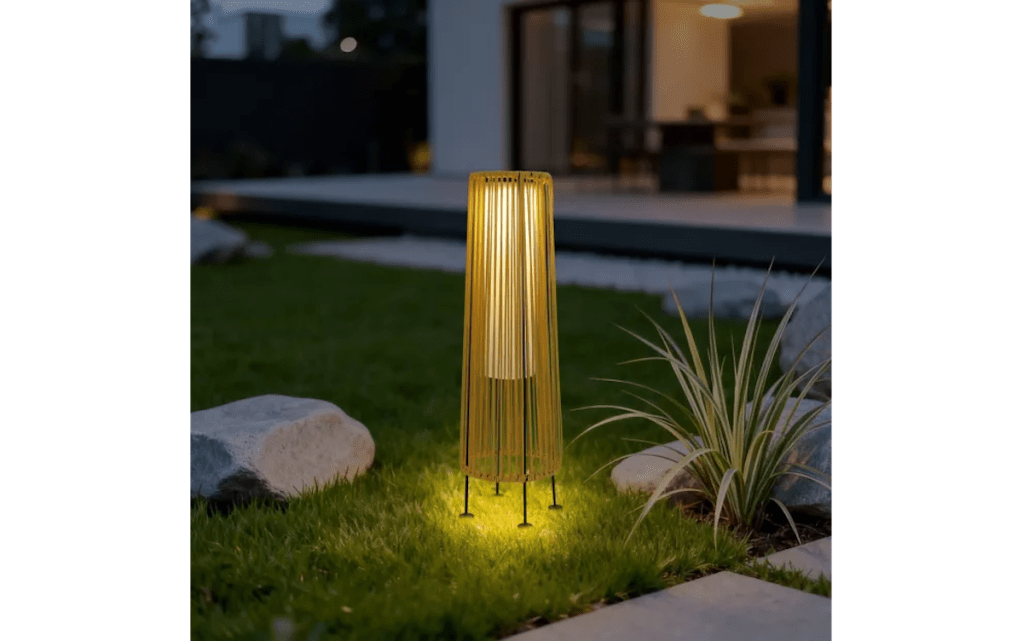 Techko Outdoor Solar Takumi Bamboo-Style Floor Lamp