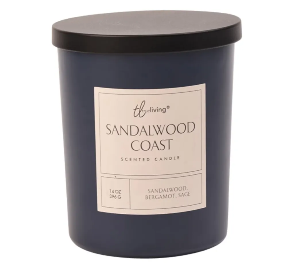 True Living Sandalwood Coast Scented Farmhouse Candle