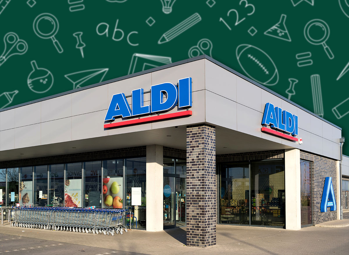 11 Best New Aldi Back to School Finds Under $20 Hitting Shelves Now. CUXHAVEN, GERMANY - OCTOBER 31, 2019: Aldi branch (north division). Aldi is a leading global discount supermarket chain with almost 10,000 stores in 18 countries.