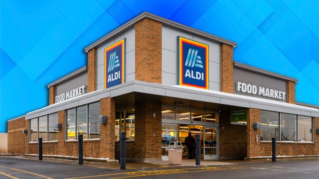 11 Best New Aldi Fall Finds Hitting Shelves in Late July. Rome, New York - Dec 17, 2025: Close-up overcast view of Aldi Market, which stands for Albrecht Discount. ALDI is a Global Discount Supermarket Chain that Originated in Germany